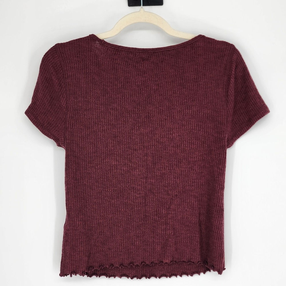 A&F NWT Sweetheart Neckline Ribbed Knit Top Large Y2K Minimalist Chocolate Brown - Picture 4 of 7